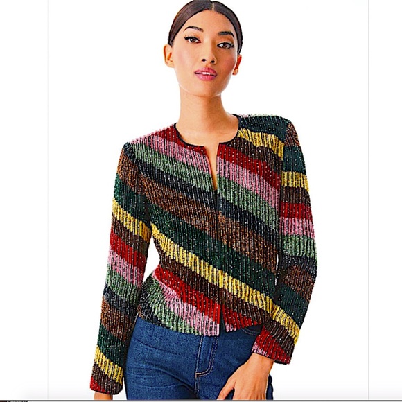 Alice + Olivia Multi with Tag Kidman Sequined Boxy Jacket Blazer - Picture 2 of 14